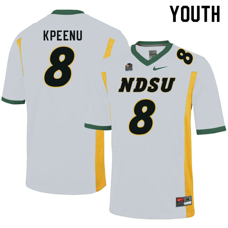 Youth #8 Barika Kpeenu North Dakota State Bison College Football Jerseys Sale-White